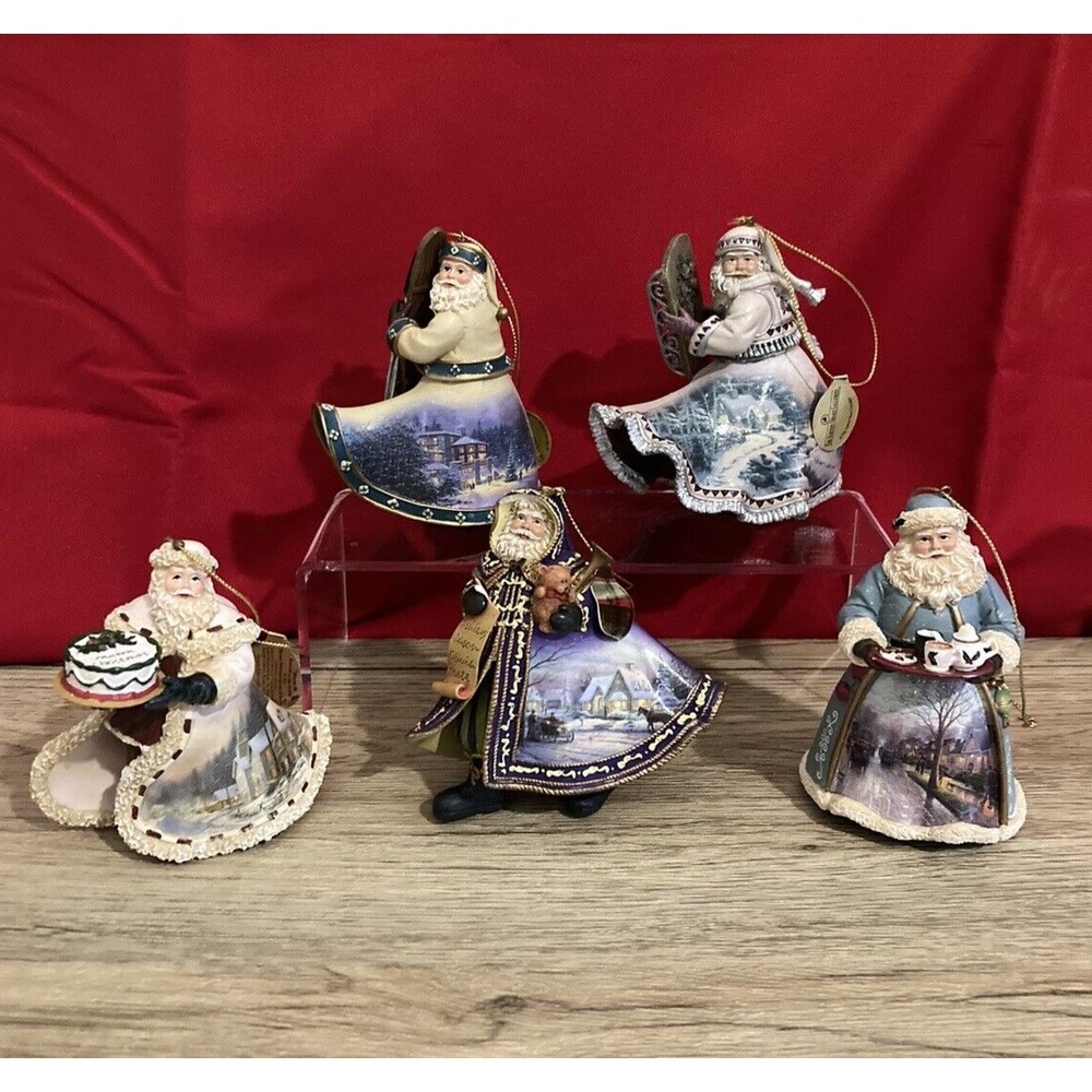 Ashton Drake Thomas Kinkade World Ornaments Vintage 1980s-1990s Set of 5